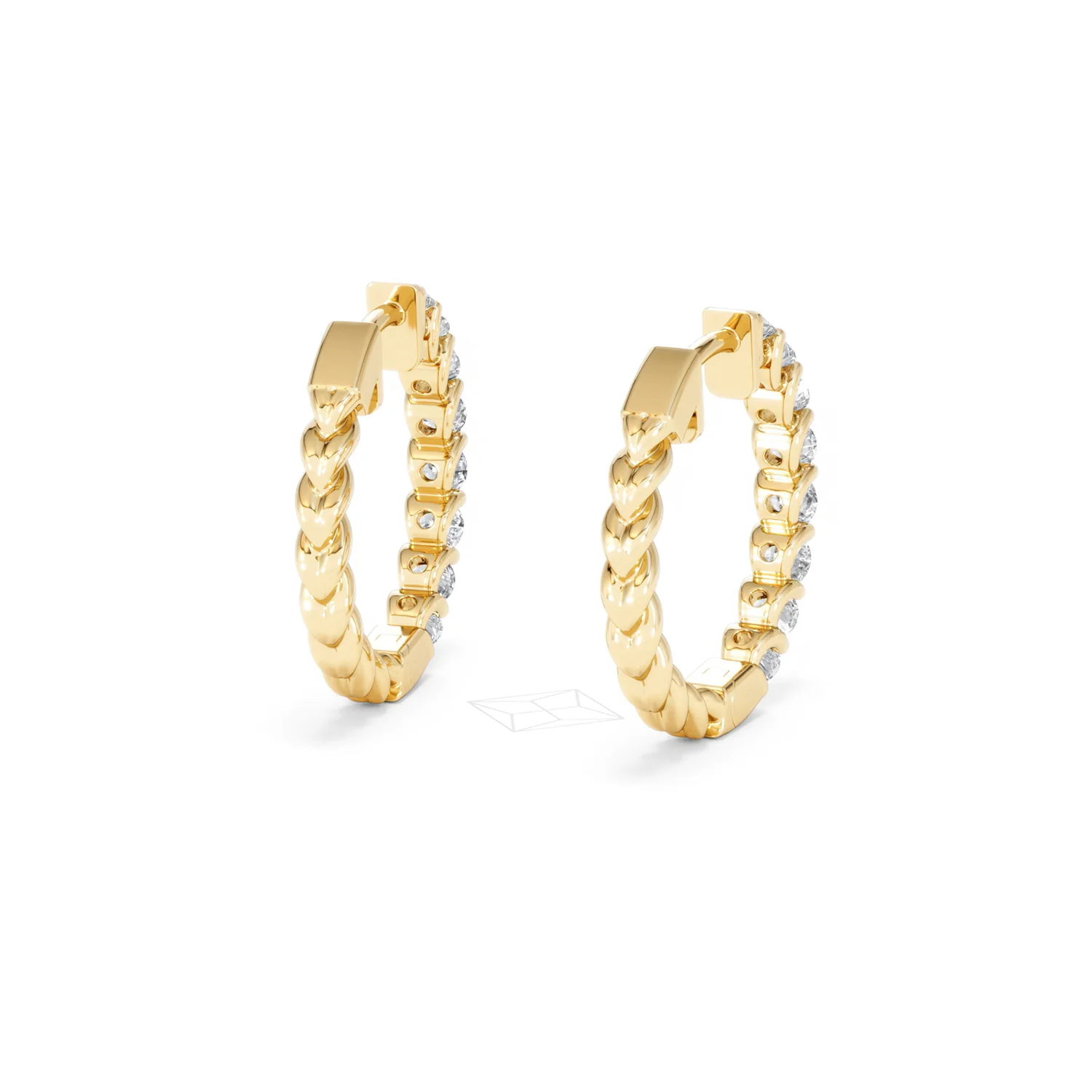 Braided 2.00ct Round Cut Lab Diamond Hoop Earrings in 9K Yellow Gold - Image 44