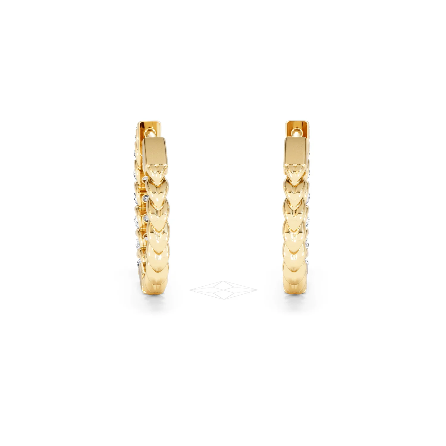 Braided 2.00ct Round Cut Lab Diamond Hoop Earrings in 9K Yellow Gold - Image 49