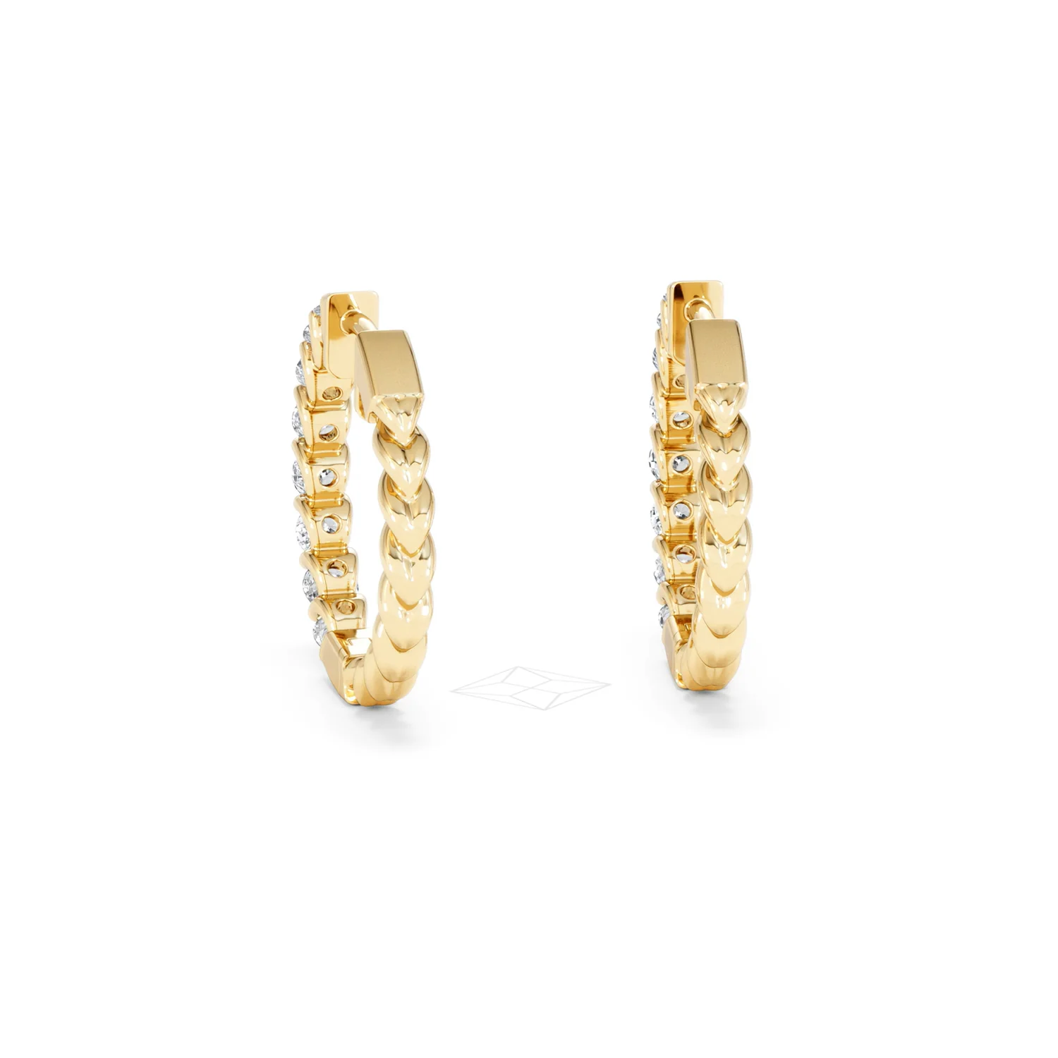 Braided 2.00ct Round Cut Lab Diamond Hoop Earrings in 9K Yellow Gold - Image 51