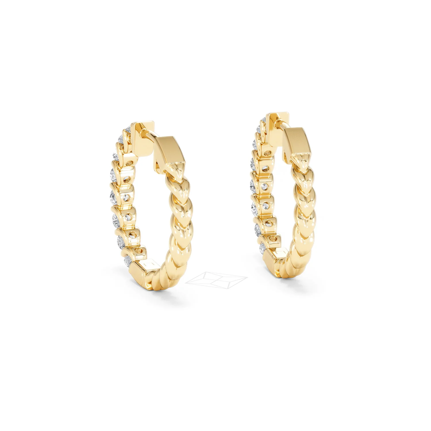 Braided 2.00ct Round Cut Lab Diamond Hoop Earrings in 9K Yellow Gold - Image 53