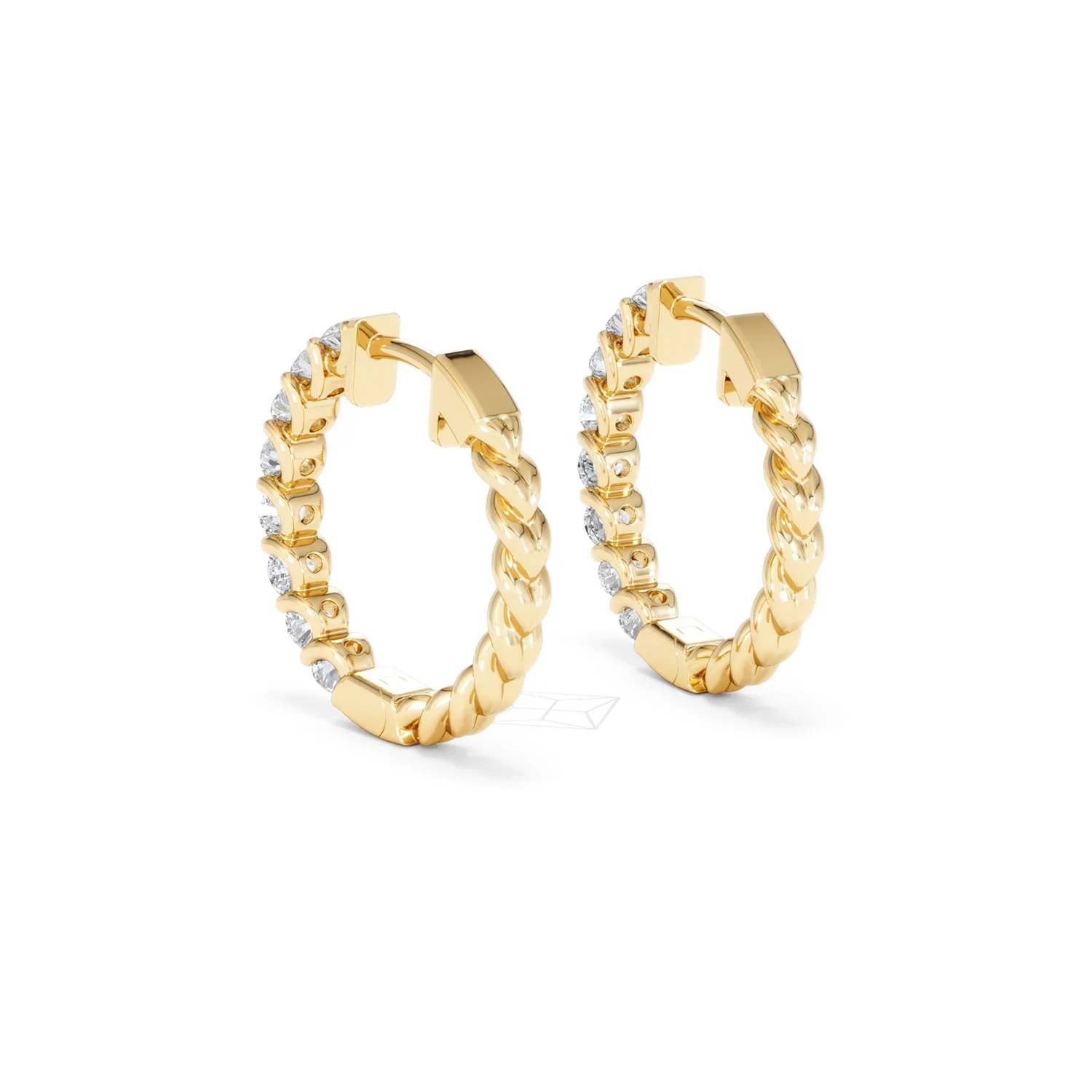 Braided 2.00ct Round Cut Lab Diamond Hoop Earrings in 9K Yellow Gold - Image 56