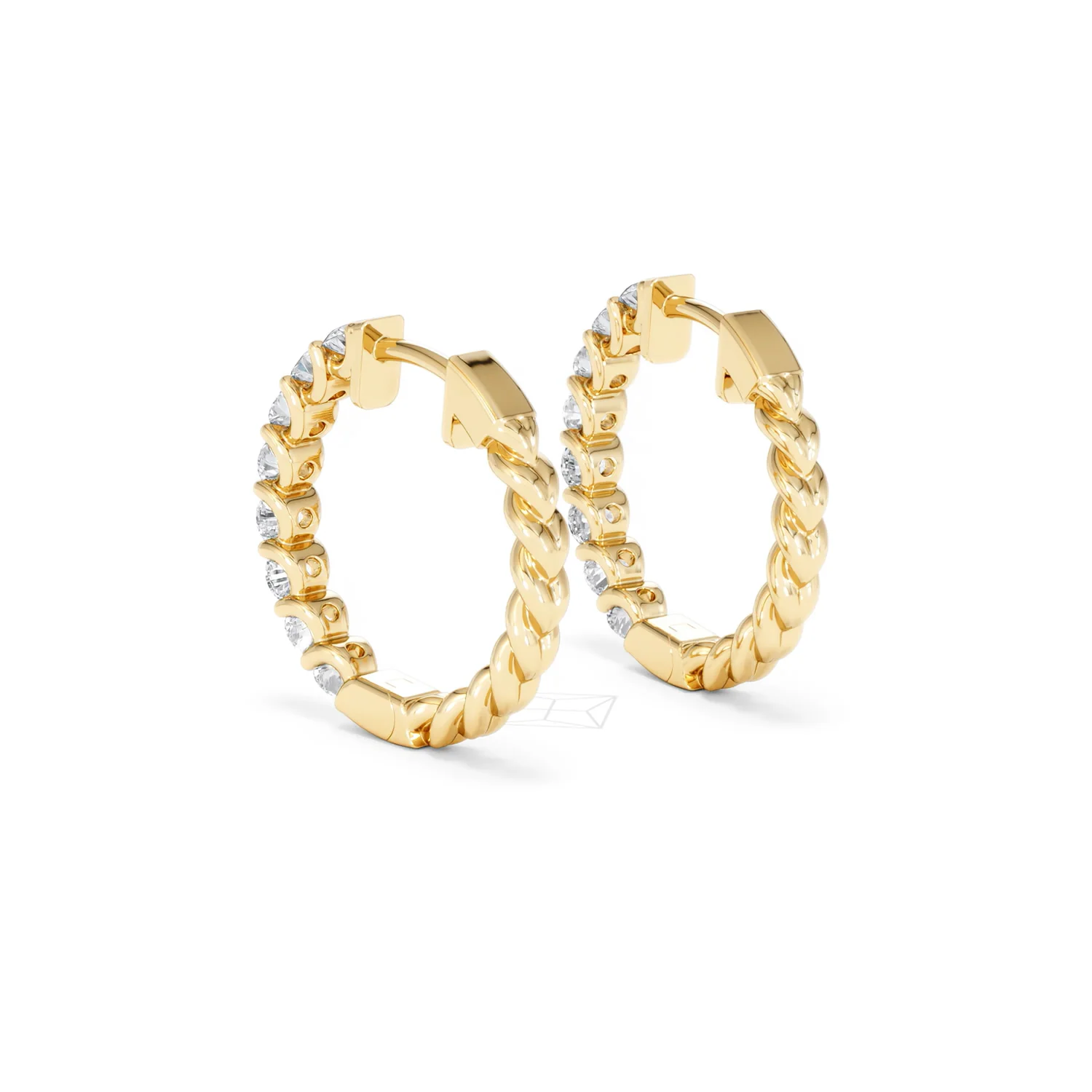 Braided 2.00ct Round Cut Lab Diamond Hoop Earrings in 9K Yellow Gold - Image 57