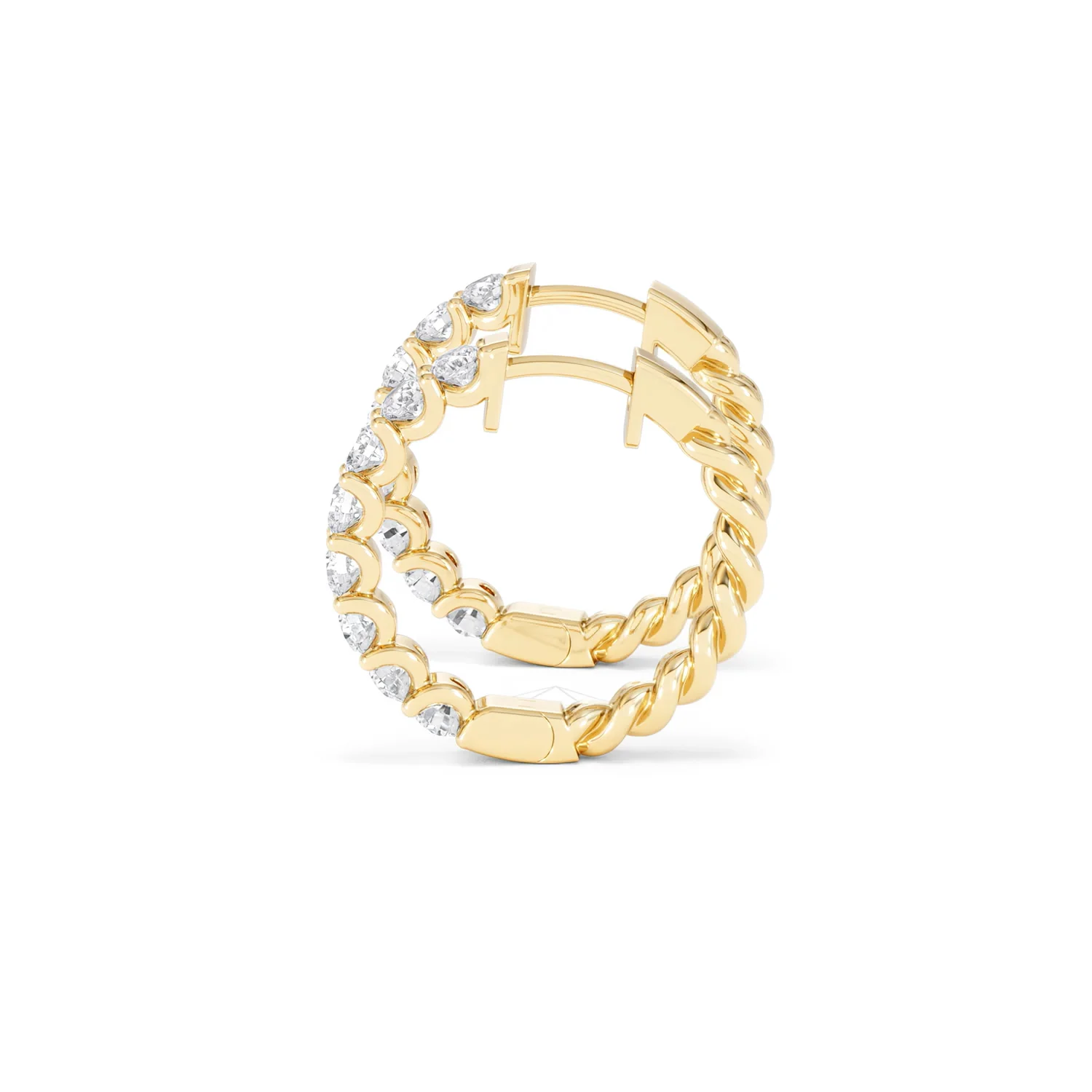 Braided 2.00ct Round Cut Lab Diamond Hoop Earrings in 9K Yellow Gold - Image 68