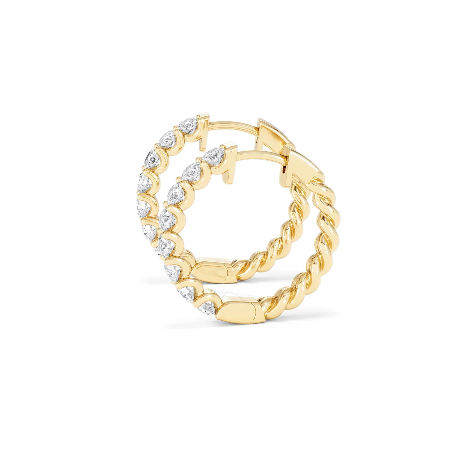 Braided 2.00ct Round Cut Lab Diamond Hoop Earrings in 9K Yellow Gold - Image 71