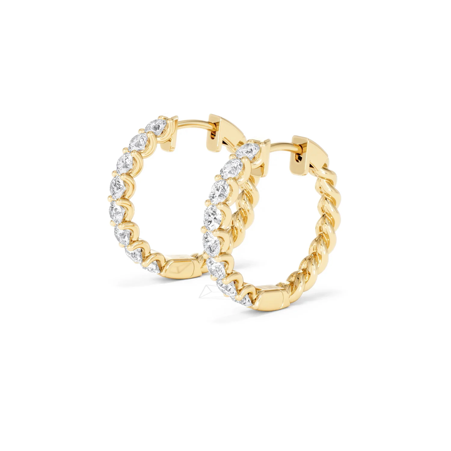 Braided 2.00ct Round Cut Lab Diamond Hoop Earrings in 9K Yellow Gold - Image 77