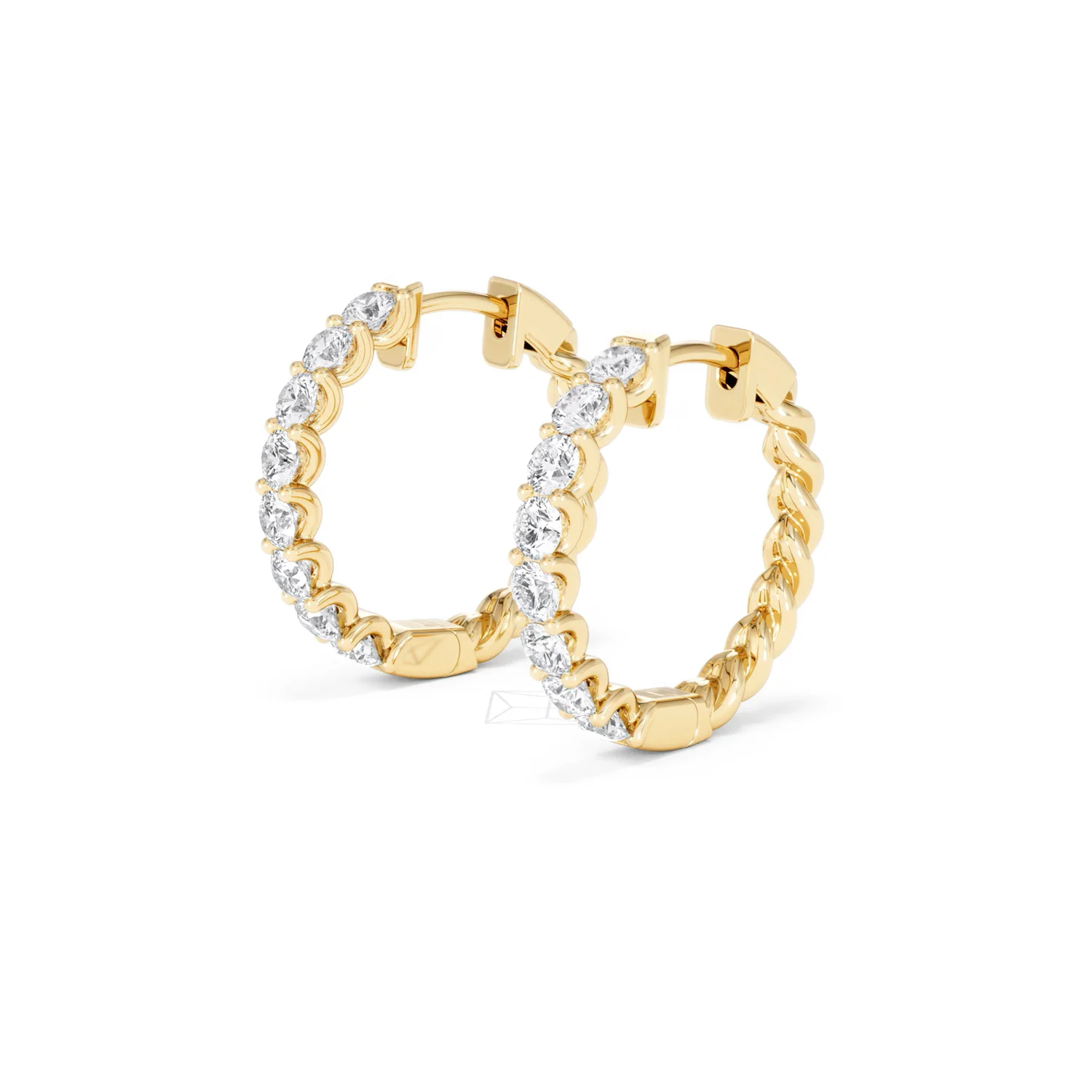 Braided 2.00ct Round Cut Lab Diamond Hoop Earrings in 9K Yellow Gold - Image 78