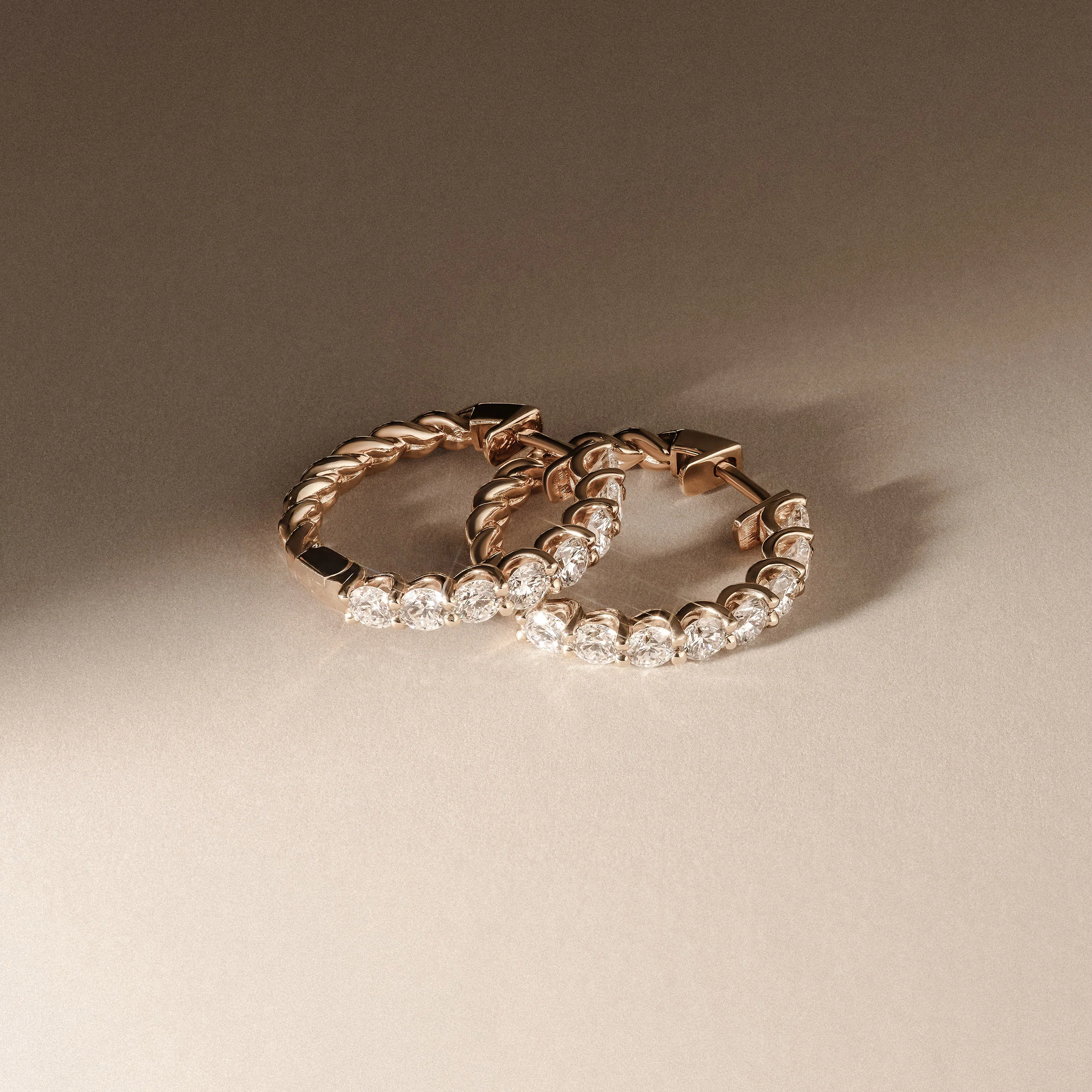 Braided 2.00ct Round Cut Lab Diamond Hoop Earrings in 9K Yellow Gold - Image 8