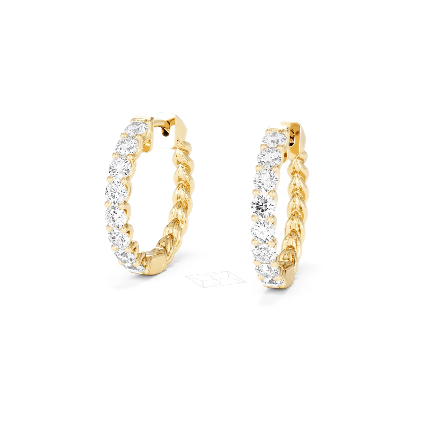 Braided 2.00ct Round Cut Lab Diamond Hoop Earrings in 9K Yellow Gold - Image 84