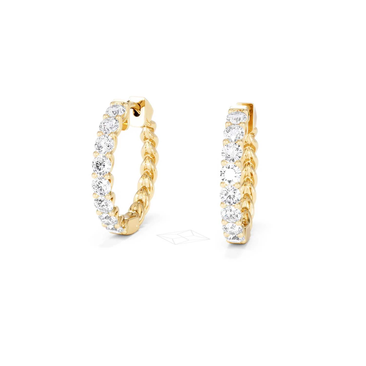 Braided 2.00ct Round Cut Lab Diamond Hoop Earrings in 9K Yellow Gold - Image 85