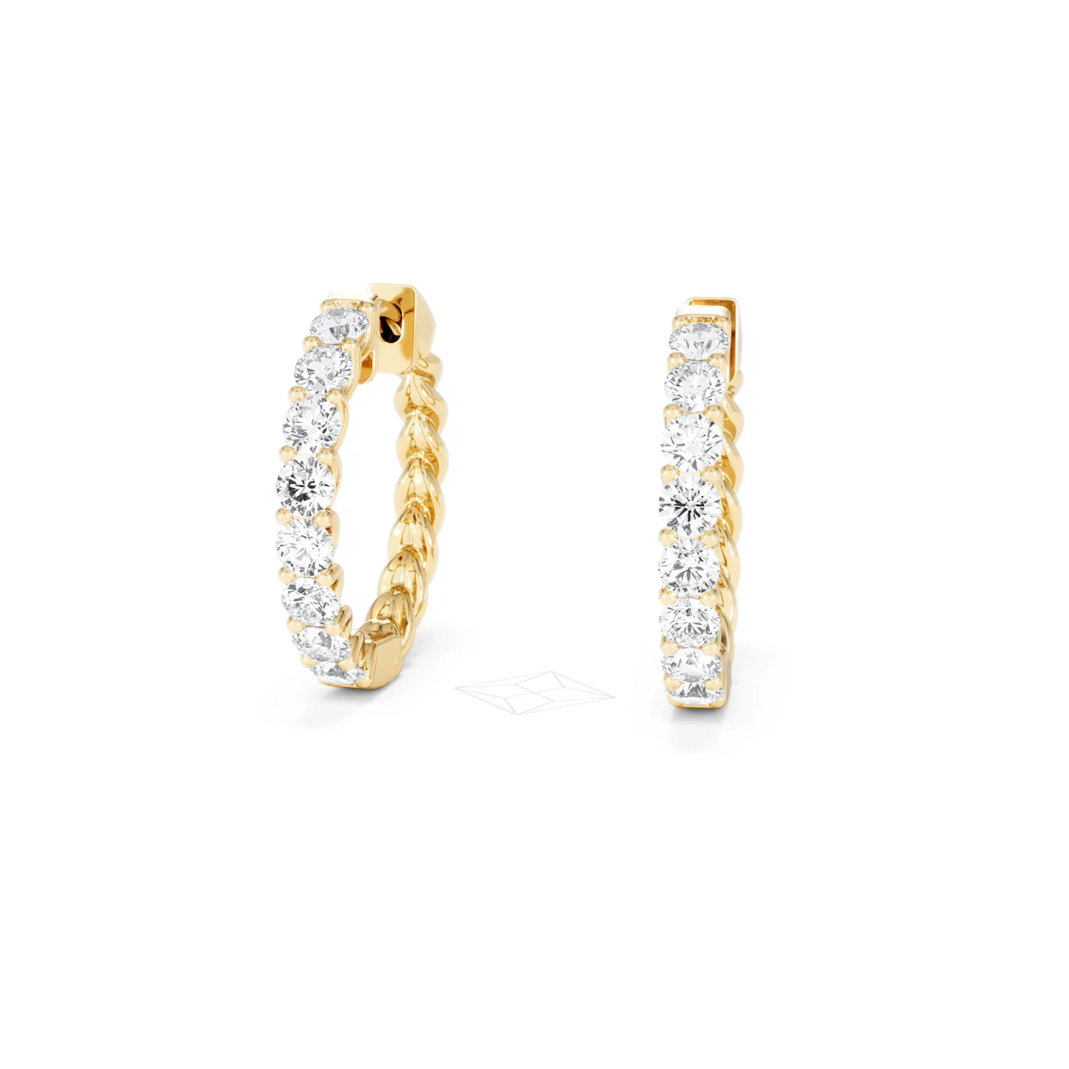 Braided 2.00ct Round Cut Lab Diamond Hoop Earrings in 9K Yellow Gold - Image 86