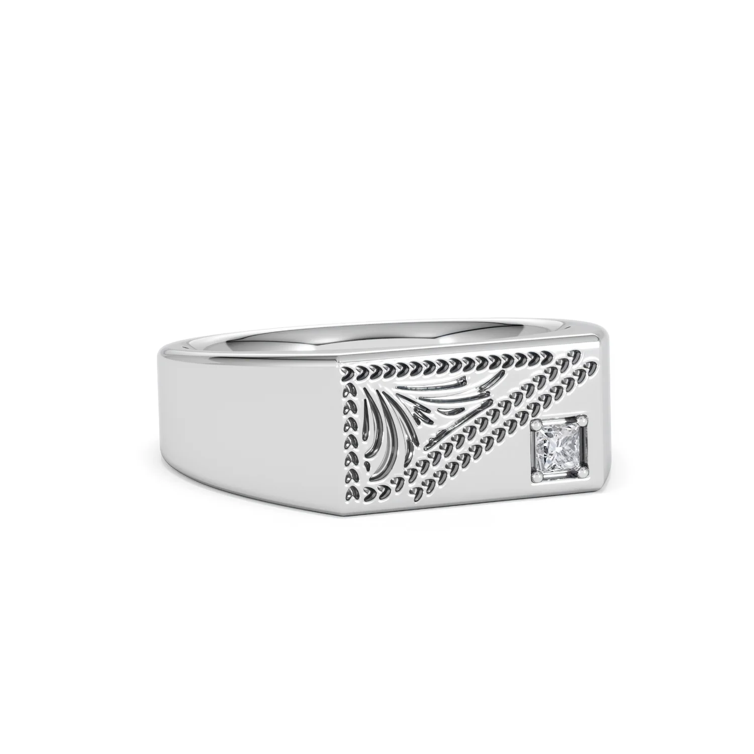 Crest 0.03ct Lab Diamond Men's Rectangle Signet Ring in Sterling Silver - Image 13