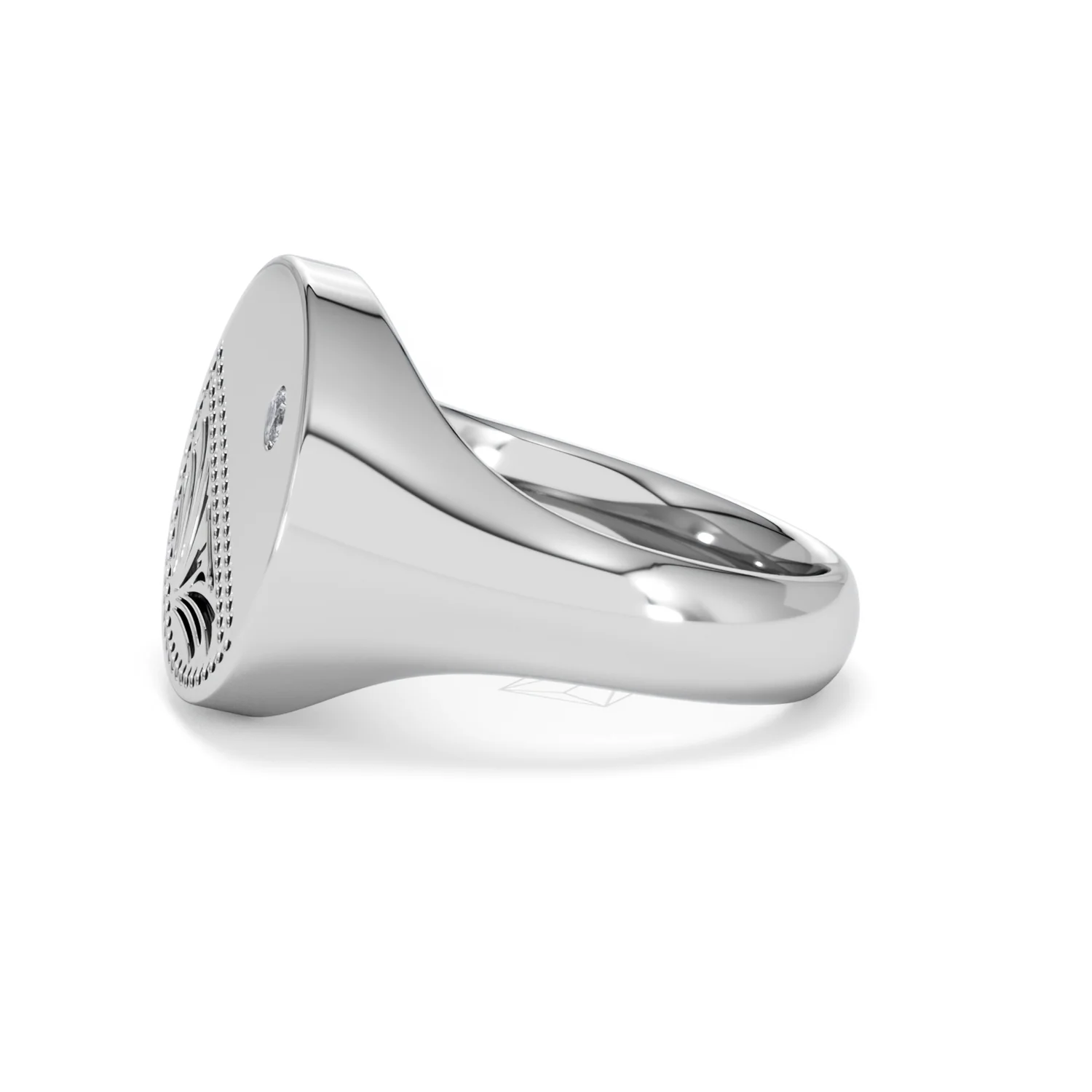 Crest 0.03ct Lab Diamond Men's Round Signet Ring in Sterling Silver - Image 71