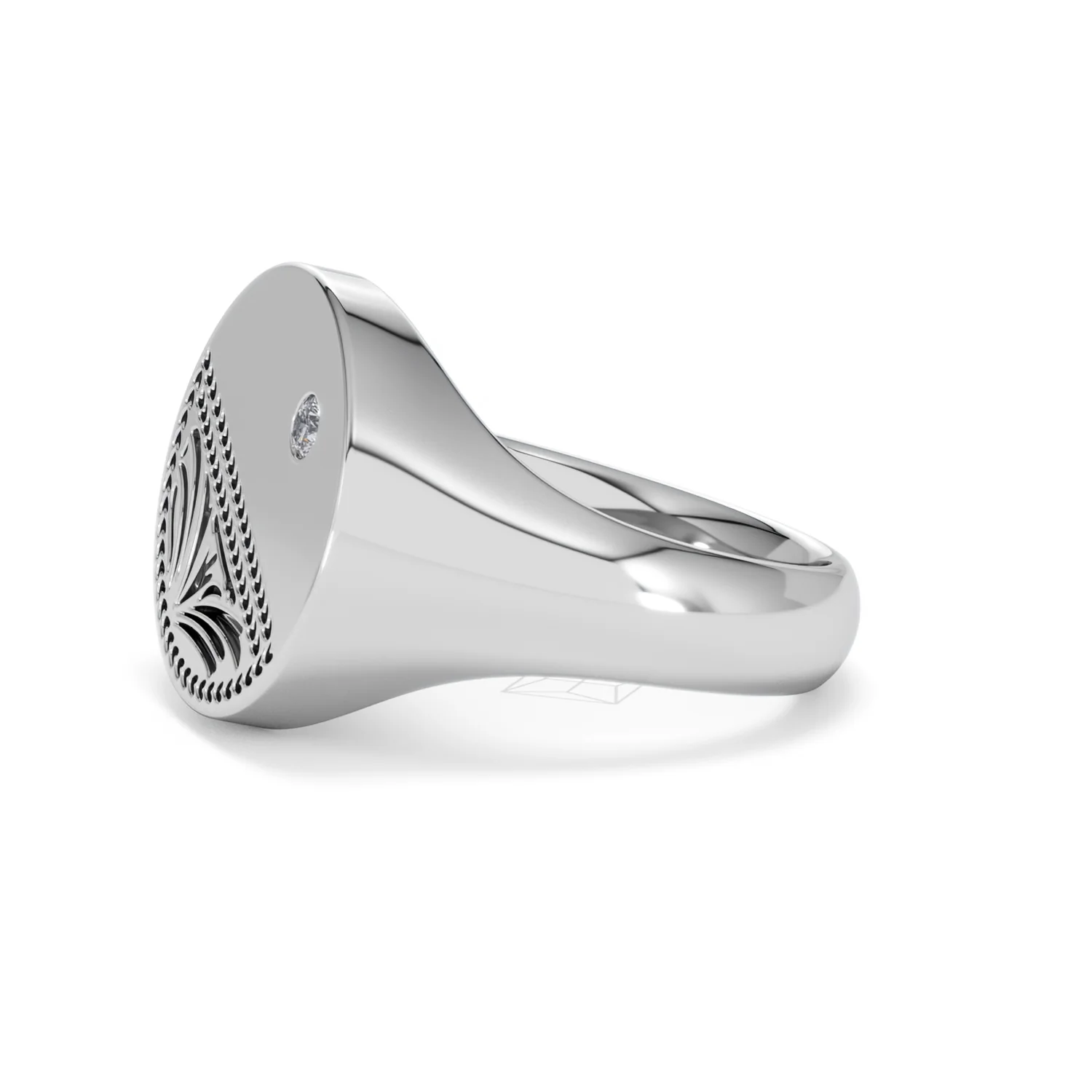 Crest 0.03ct Lab Diamond Men's Round Signet Ring in Sterling Silver - Image 73