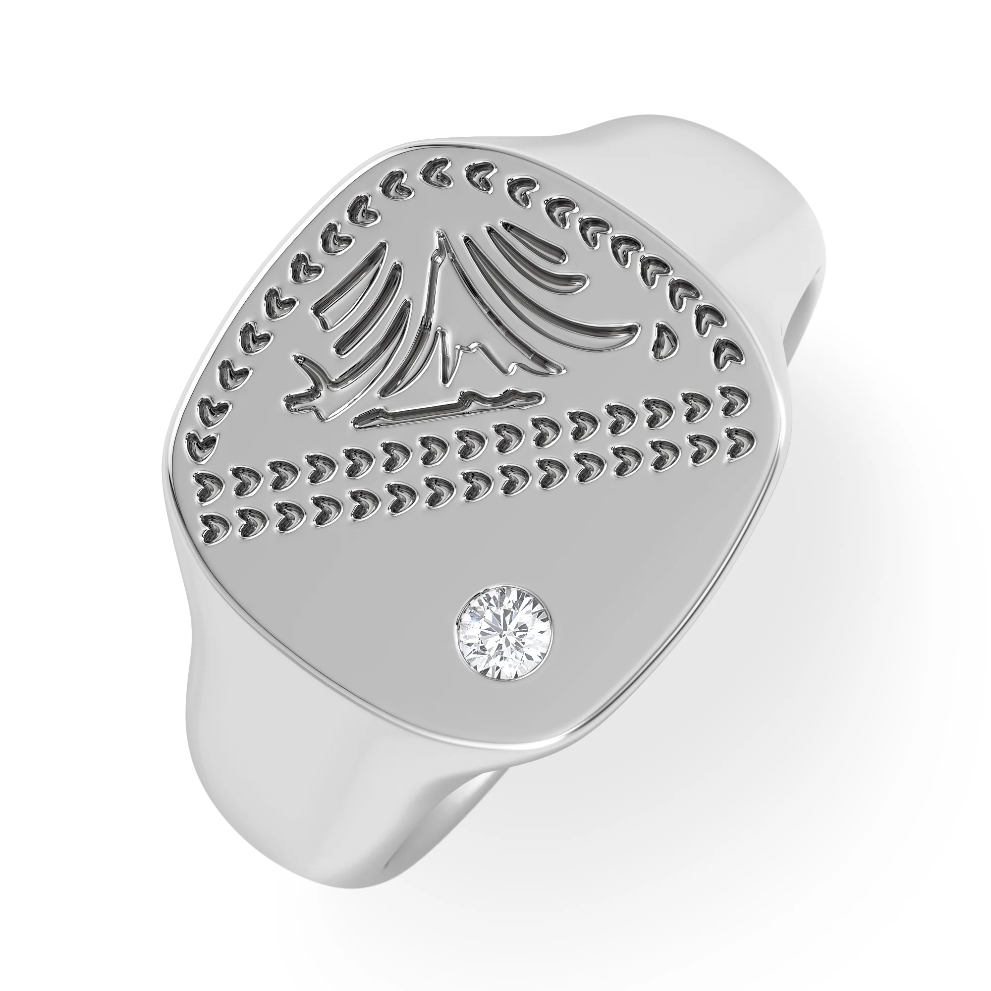 Crest 0.03ct Lab Diamond Men's Square Signet Ring in Sterling Silver