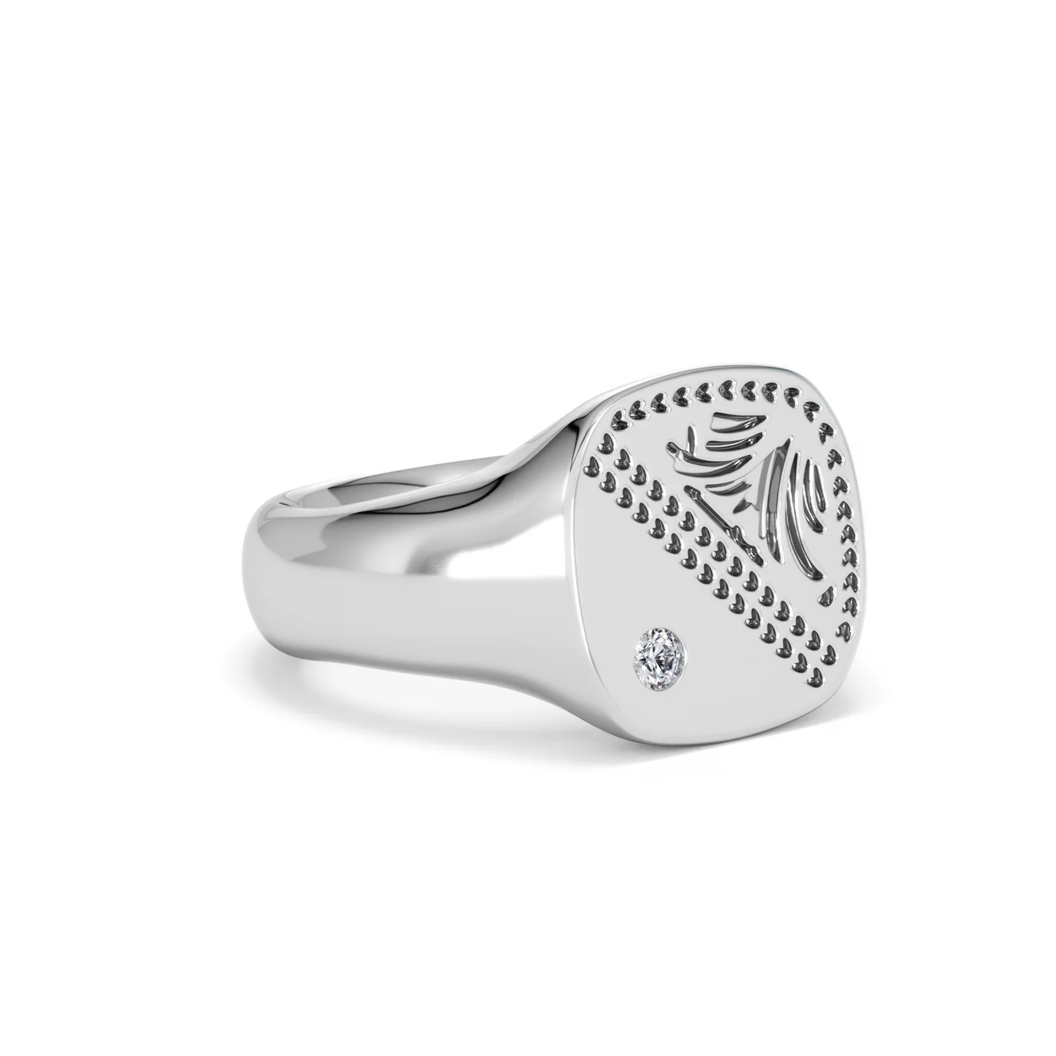 Crest 0.03ct Lab Diamond Men's Square Signet Ring in Sterling Silver - Image 16