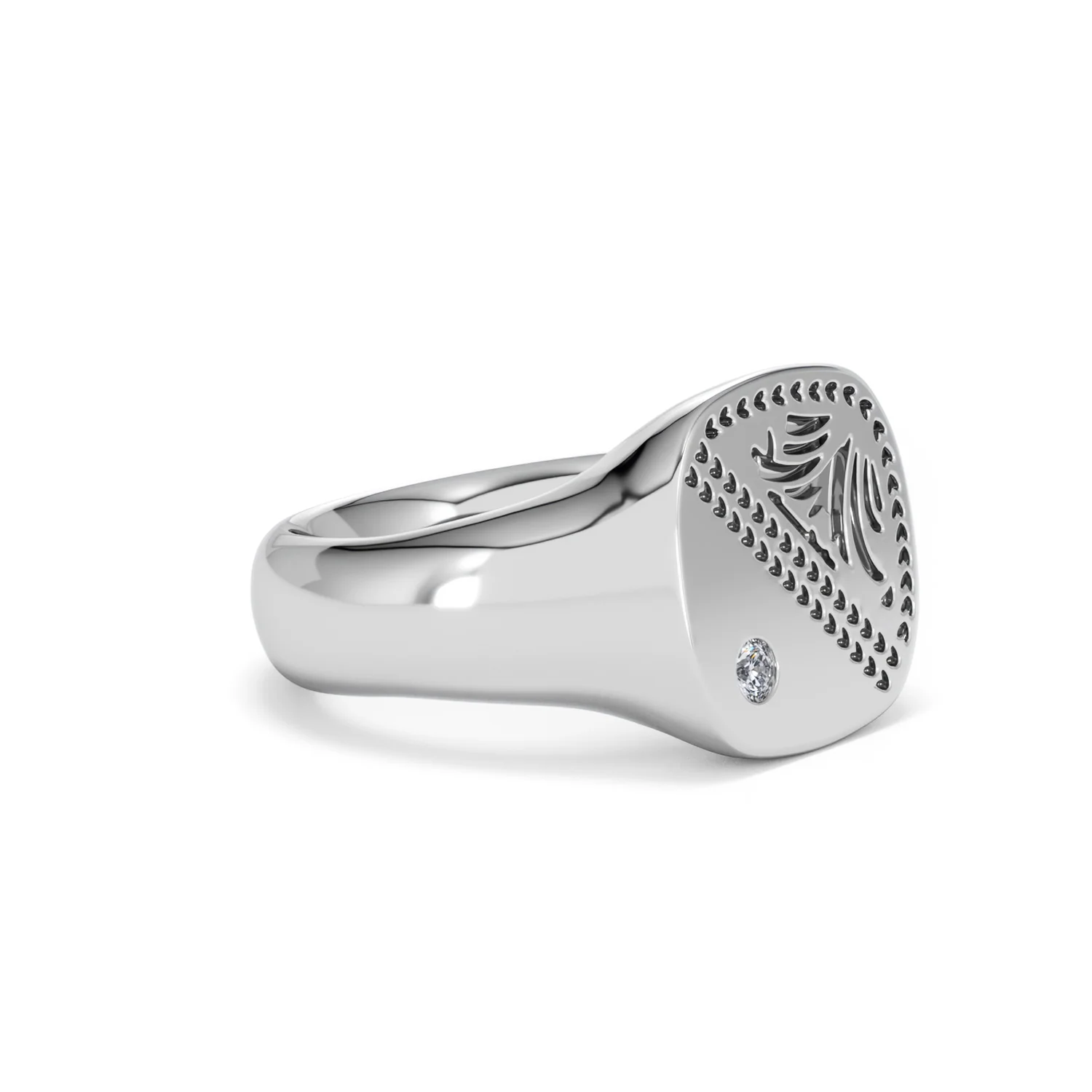 Crest 0.03ct Lab Diamond Men's Square Signet Ring in Sterling Silver - Image 19