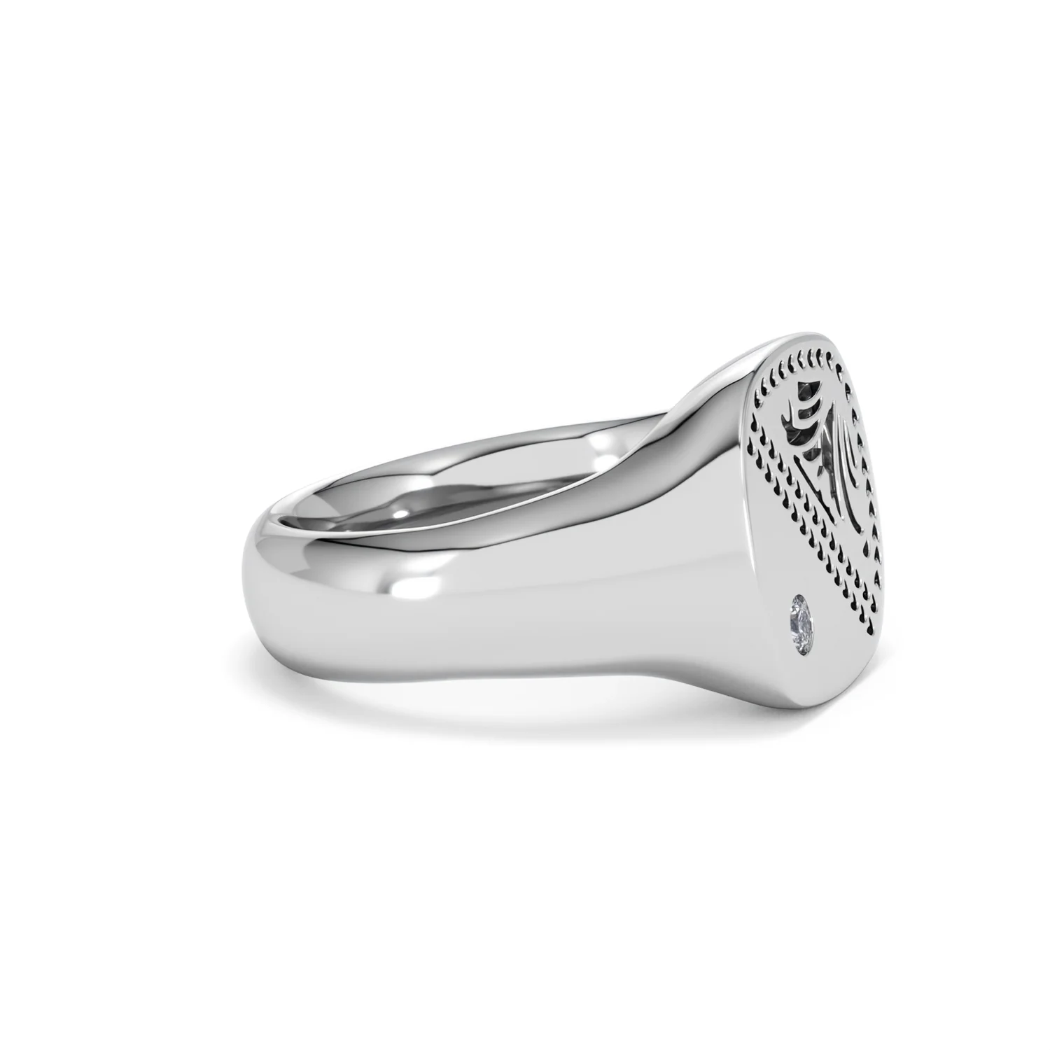 Crest 0.03ct Lab Diamond Men's Square Signet Ring in Sterling Silver - Image 23