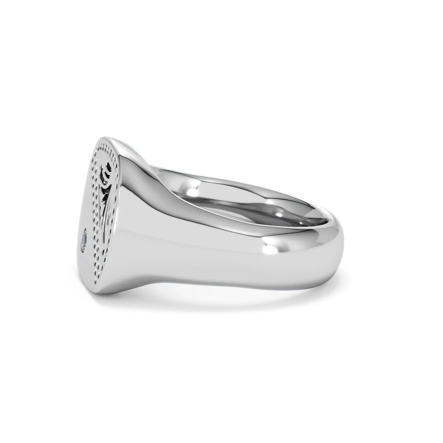 Crest 0.03ct Lab Diamond Men's Square Signet Ring in Sterling Silver - Image 71