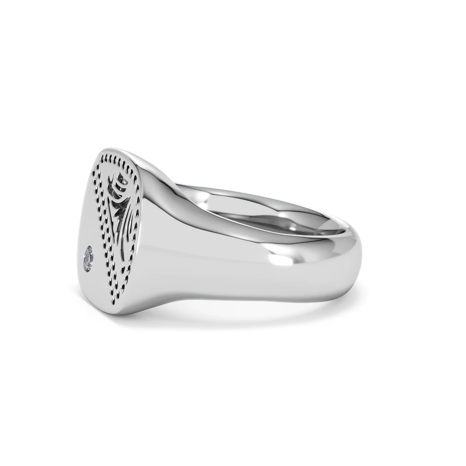Crest 0.03ct Lab Diamond Men's Square Signet Ring in Sterling Silver - Image 73