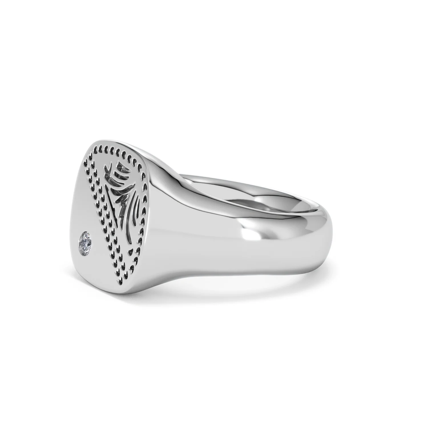 Crest 0.03ct Lab Diamond Men's Square Signet Ring in Sterling Silver - Image 75