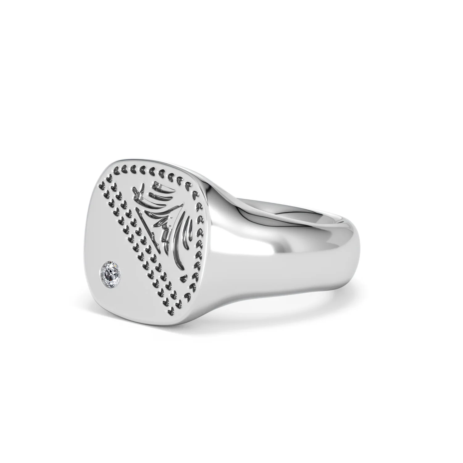 Crest 0.03ct Lab Diamond Men's Square Signet Ring in Sterling Silver - Image 79