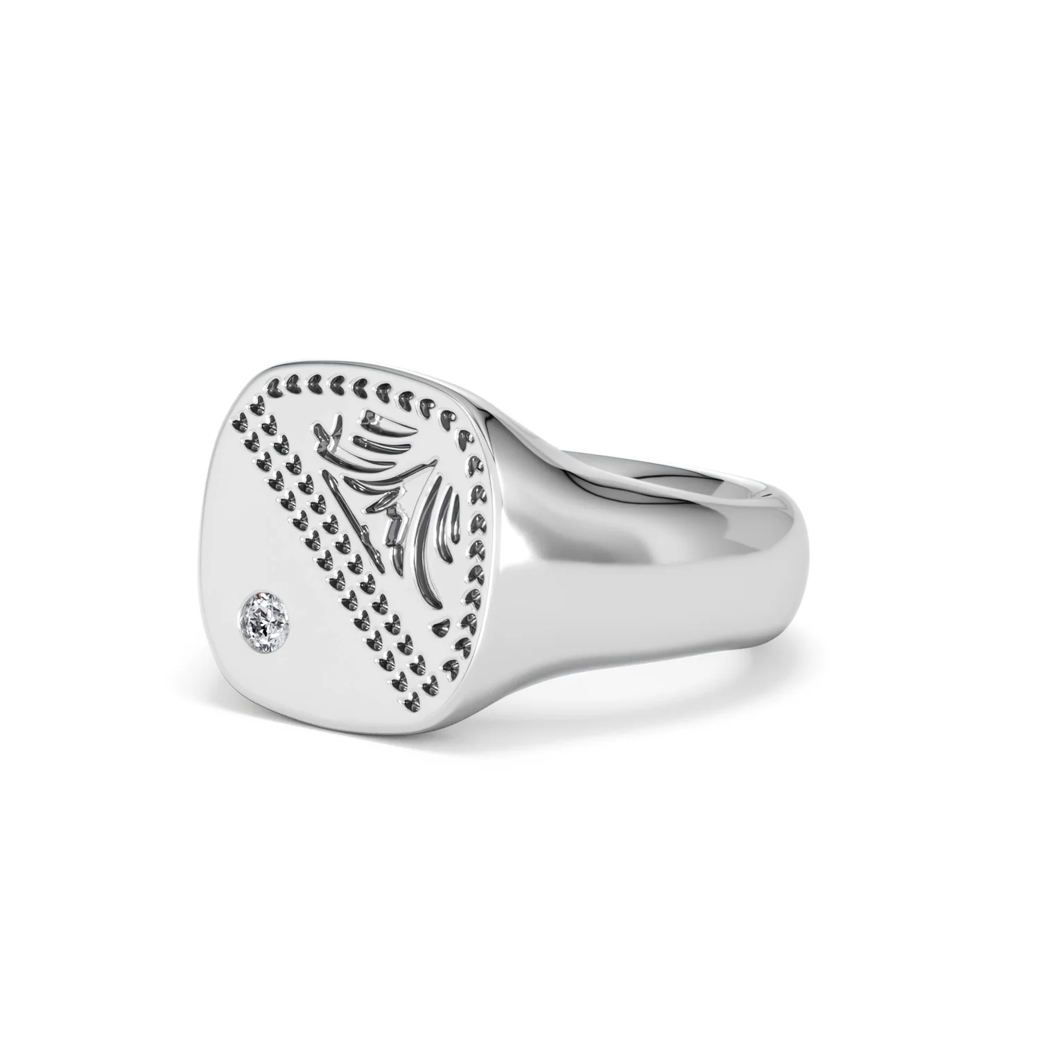 Crest 0.03ct Lab Diamond Men's Square Signet Ring in Sterling Silver - Image 80
