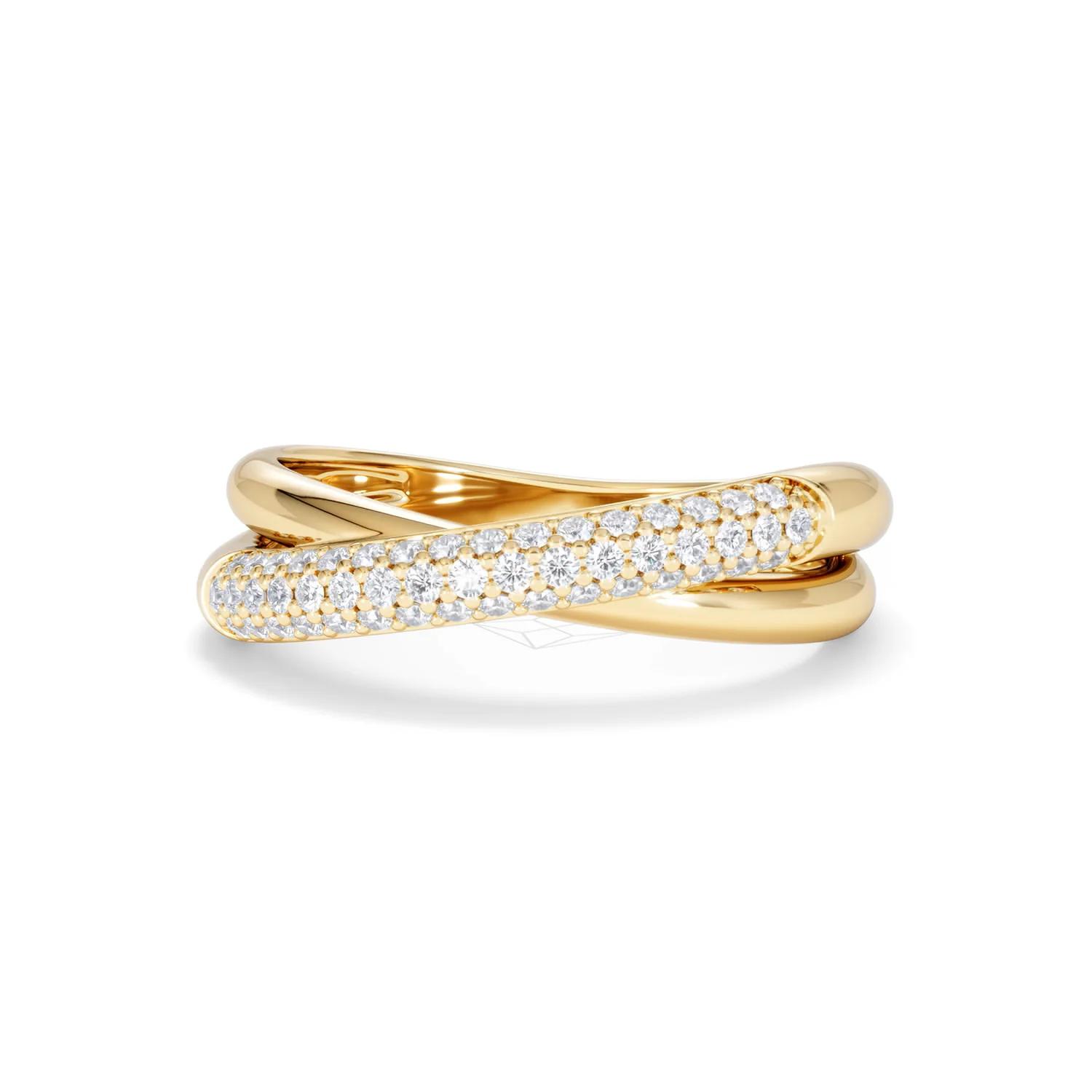 Crossover Set Lab Diamond Pave Ring 0.35ct in18K Gold Vermeil - Image 87
