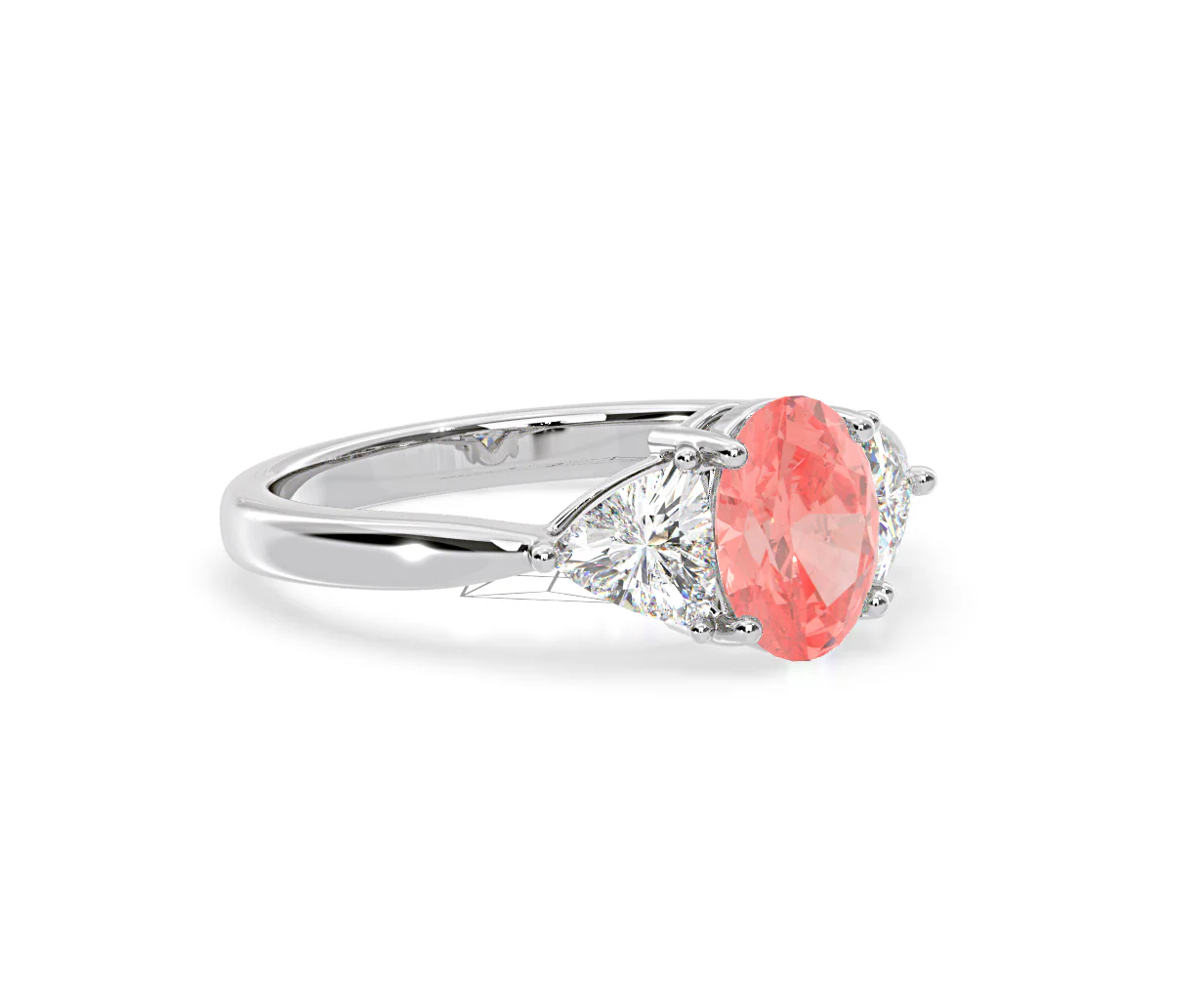 Dalia Pink Lab Diamond Oval with Trillions 1.70ct Ring in Platinum - Elara Collection - Image 78