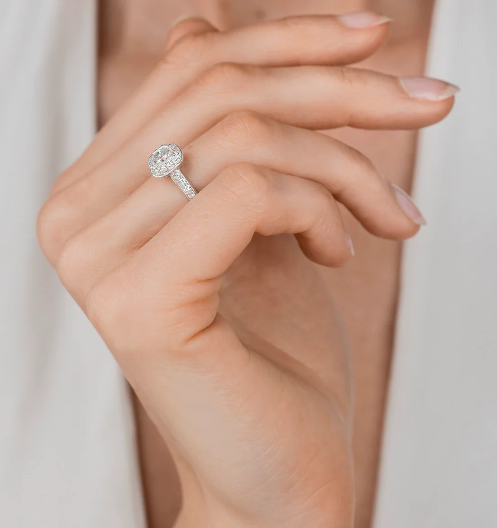 Danielle Diamond Engagement Side Stone Ring in 18KW Gold 1CT G/VS2 - Image 2