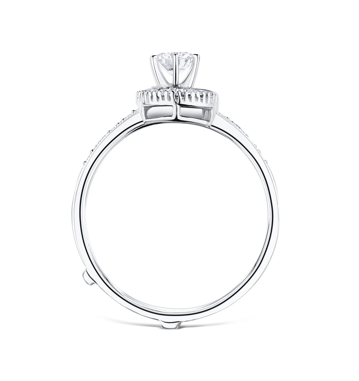 Diamond 0.65ct And 9K White Gold Solitaire Ring with Shoulders - Image 2