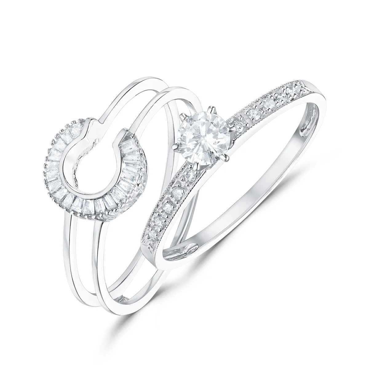 Diamond 0.65ct And 9K White Gold Solitaire Ring with Shoulders - Image 3