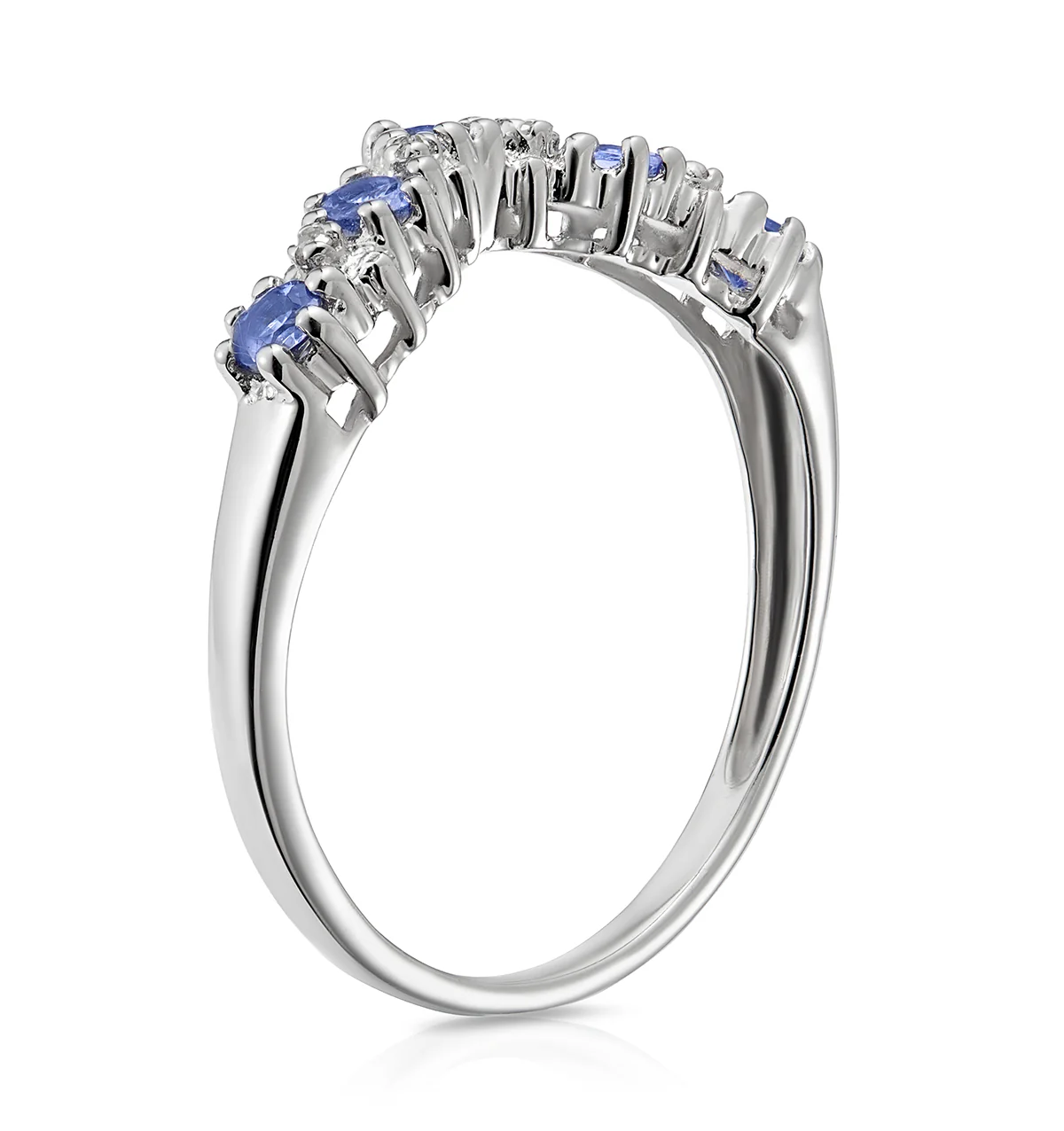 Diamond and Tanzanite 0.35CT Wishbone Ring in 9K White Gold - Image 4