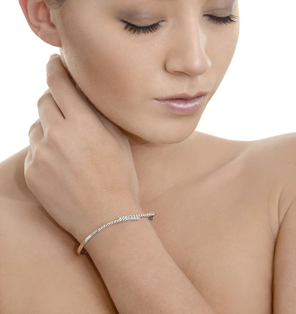 Diamond Bangle 0.50ct 9K White Gold - Image 2