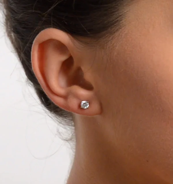 Diamond Earrings 0.66CT Studs Premium Quality 18K White Gold - 4.5mm - Image 4