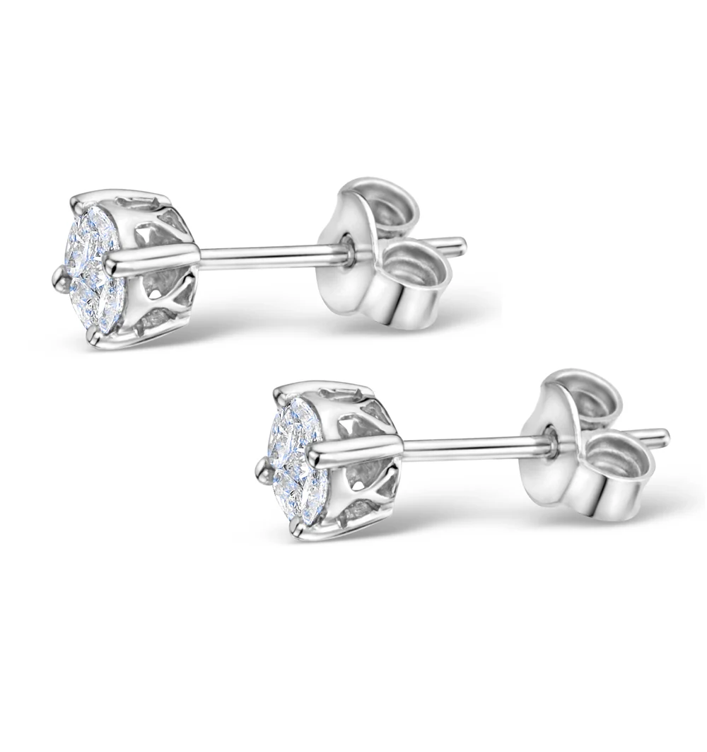 Diamond Earrings 1.00ct Look Galileo Style - 0.30ct in Platinum - Image 2