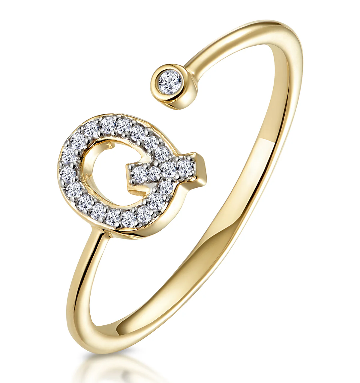 Diamond Initial 'Q' Ring 0.07ct set in 9K Gold
