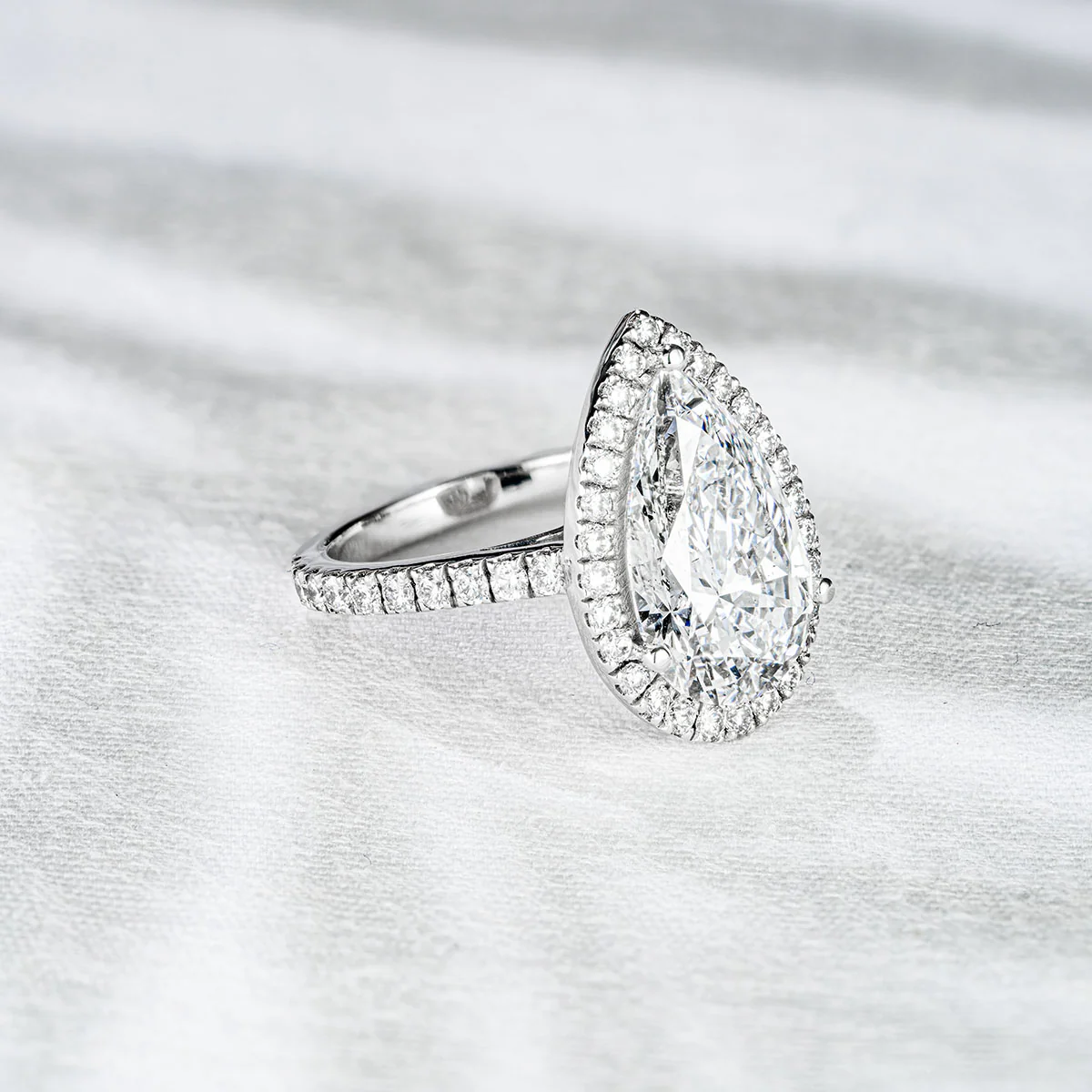 Diana 5.90ct Lab Diamond Pear Cut Engagement Ring in 18K White Gold G/VS1 - Image 6
