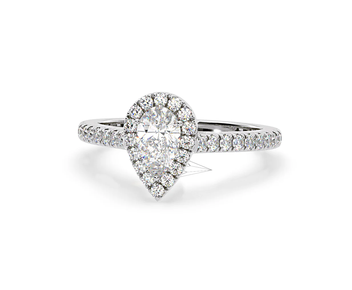 Diana Diamond Pear Halo Engagement Ring Platinum 1ct G/VS1 - Image 10
