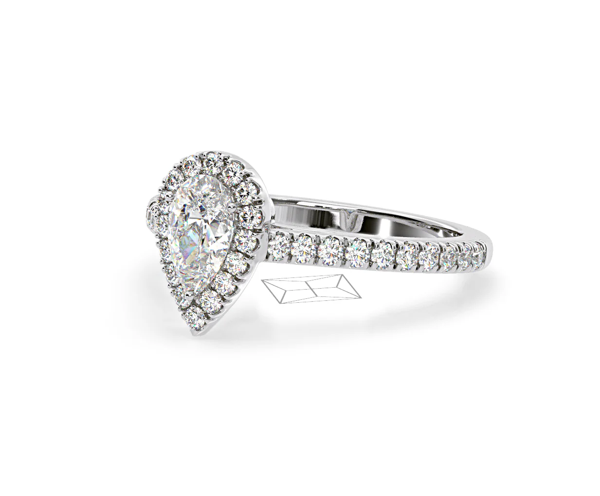 Diana Diamond Pear Halo Engagement Ring Platinum 1ct G/VS1 - Image 15