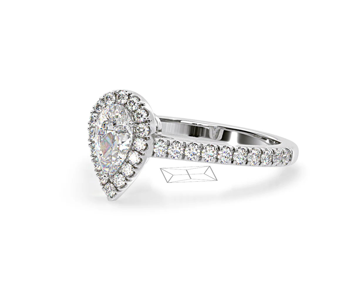 Diana Diamond Pear Halo Engagement Ring Platinum 1ct G/VS1 - Image 16