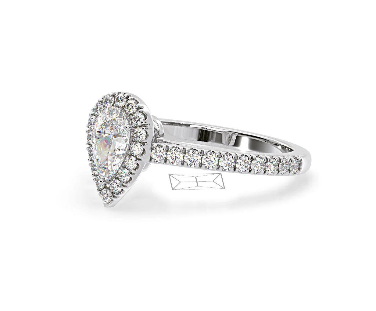 Diana Diamond Pear Halo Engagement Ring Platinum 1ct G/VS1 - Image 17