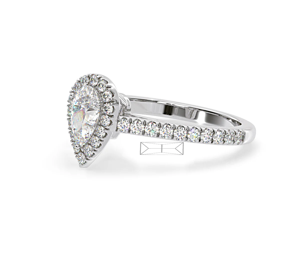 Diana Diamond Pear Halo Engagement Ring Platinum 1ct G/VS1 - Image 18