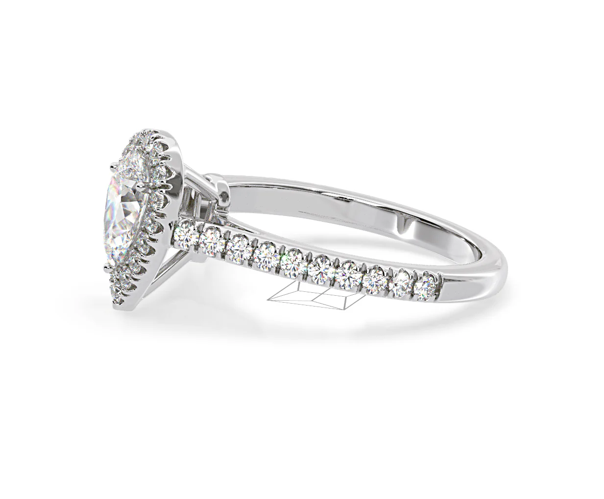 Diana Diamond Pear Halo Engagement Ring Platinum 1ct G/VS1 - Image 23
