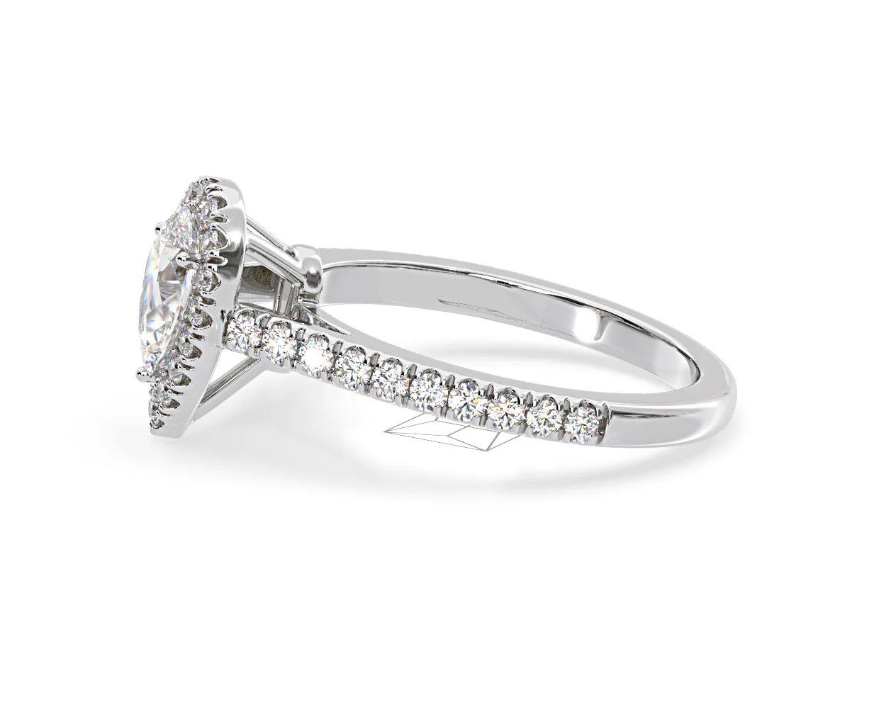 Diana Diamond Pear Halo Engagement Ring Platinum 1ct G/VS1 - Image 25