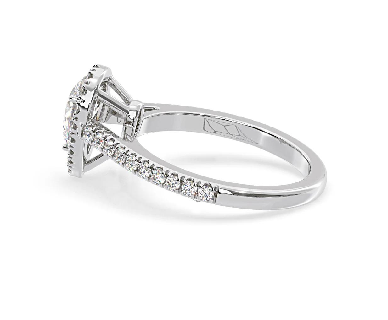 Diana Diamond Pear Halo Engagement Ring Platinum 1ct G/VS1 - Image 31