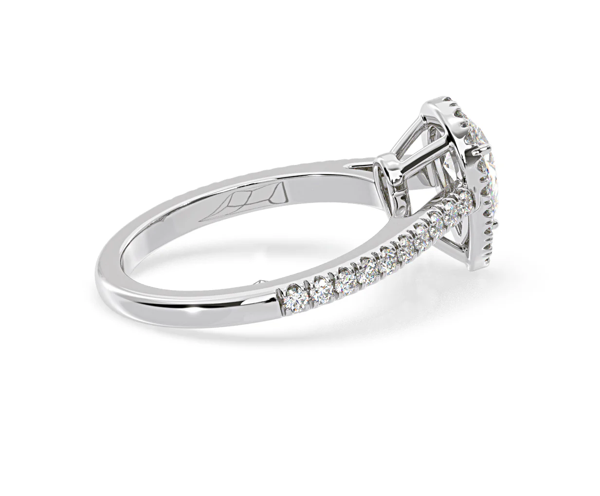 Diana Diamond Pear Halo Engagement Ring Platinum 1ct G/VS1 - Image 63