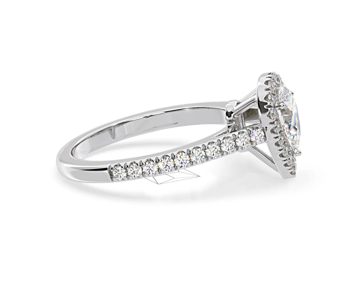 Diana Diamond Pear Halo Engagement Ring Platinum 1ct G/VS1 - Image 70