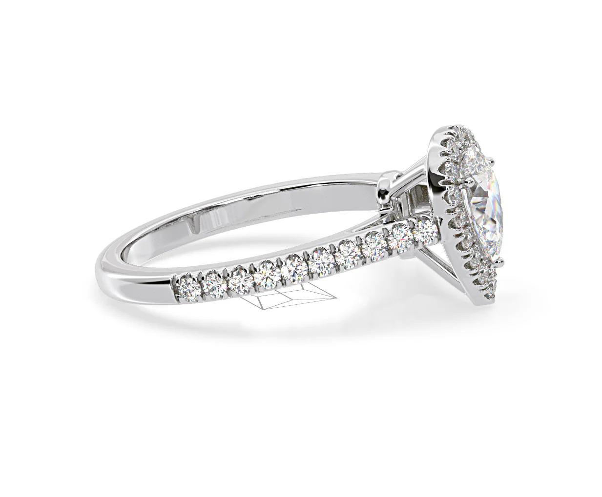 Diana Diamond Pear Halo Engagement Ring Platinum 1ct G/VS1 - Image 71