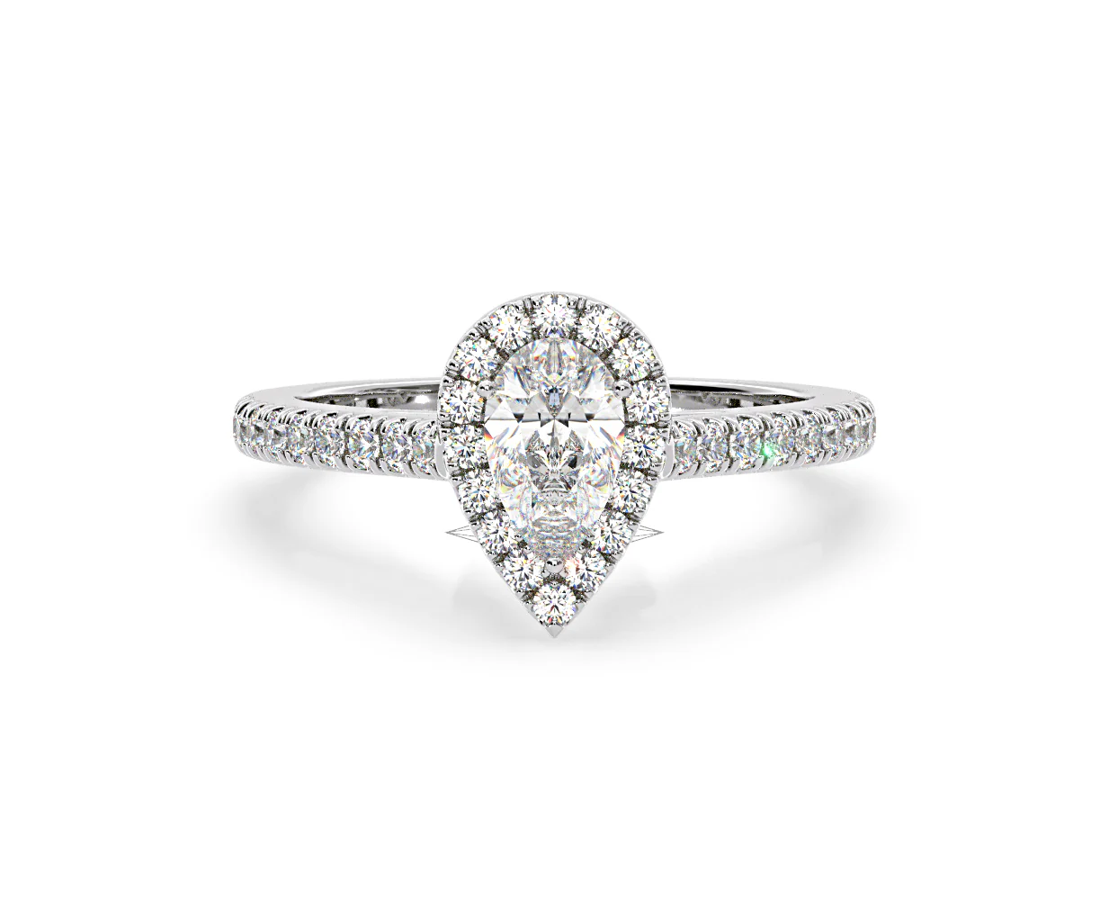 Diana Diamond Pear Halo Engagement Ring Platinum 1ct G/VS1 - Image 8