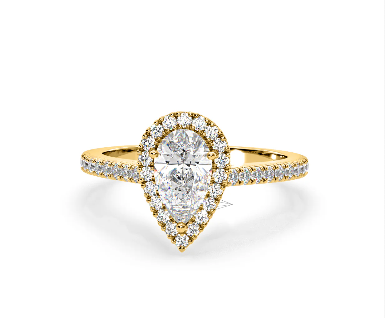 Diana Lab Diamond Pear Halo Engagement Ring in 18K Gold 1.60ct F/VS1 - Image 8